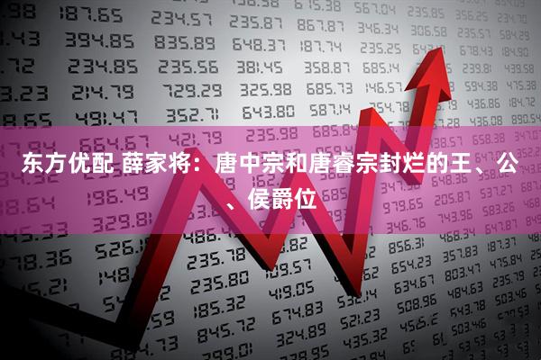 东方优配 薛家将：唐中宗和唐睿宗封烂的王、公、侯爵位