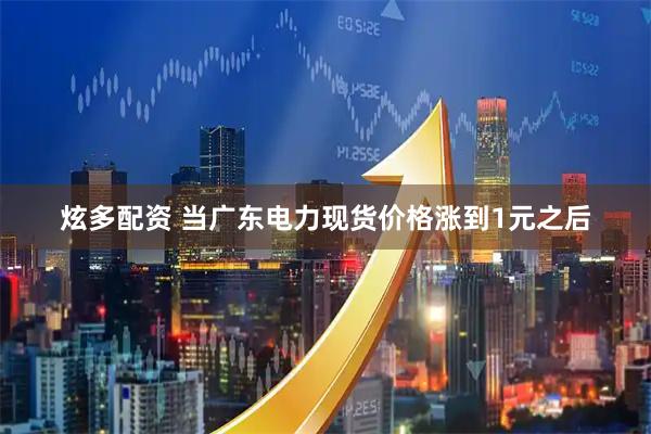 炫多配资 当广东电力现货价格涨到1元之后